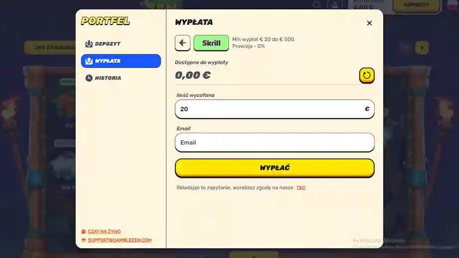 Limity wypłat w Gamblezen